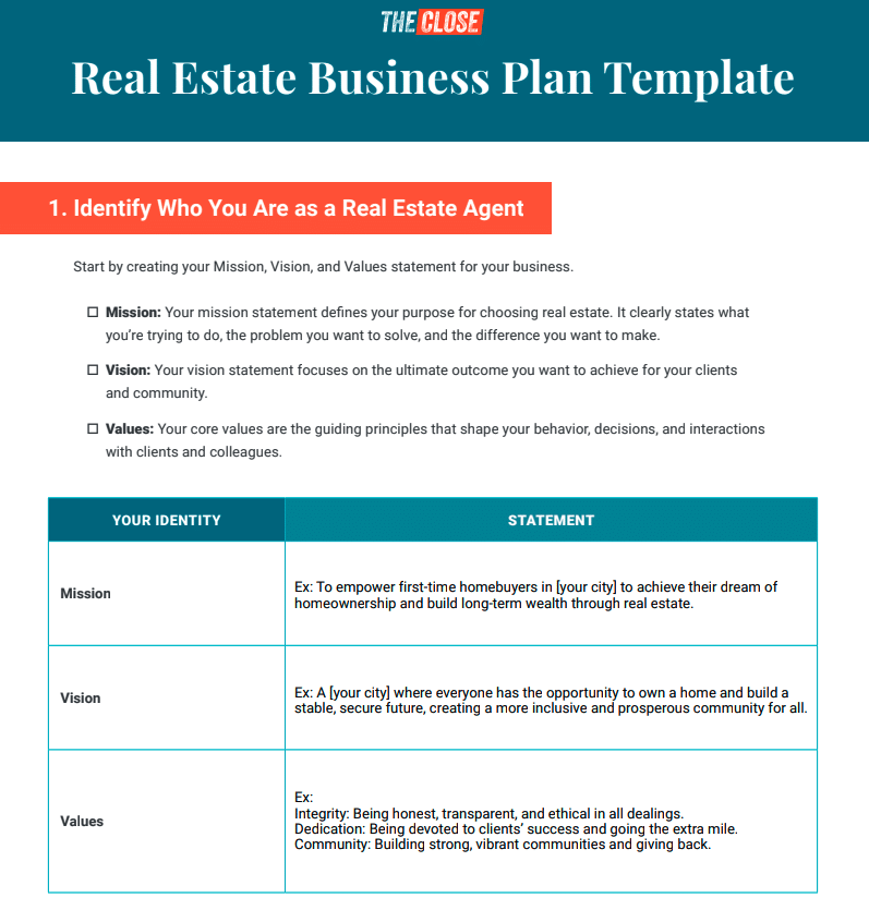 Screenshot of Real Estate Business Plan Template